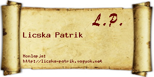 Licska Patrik névjegykártya